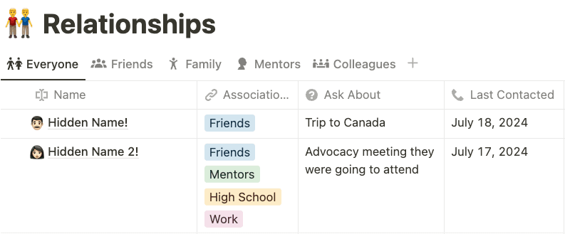 Screenshot from Notion - Second Brain with Relationship Table