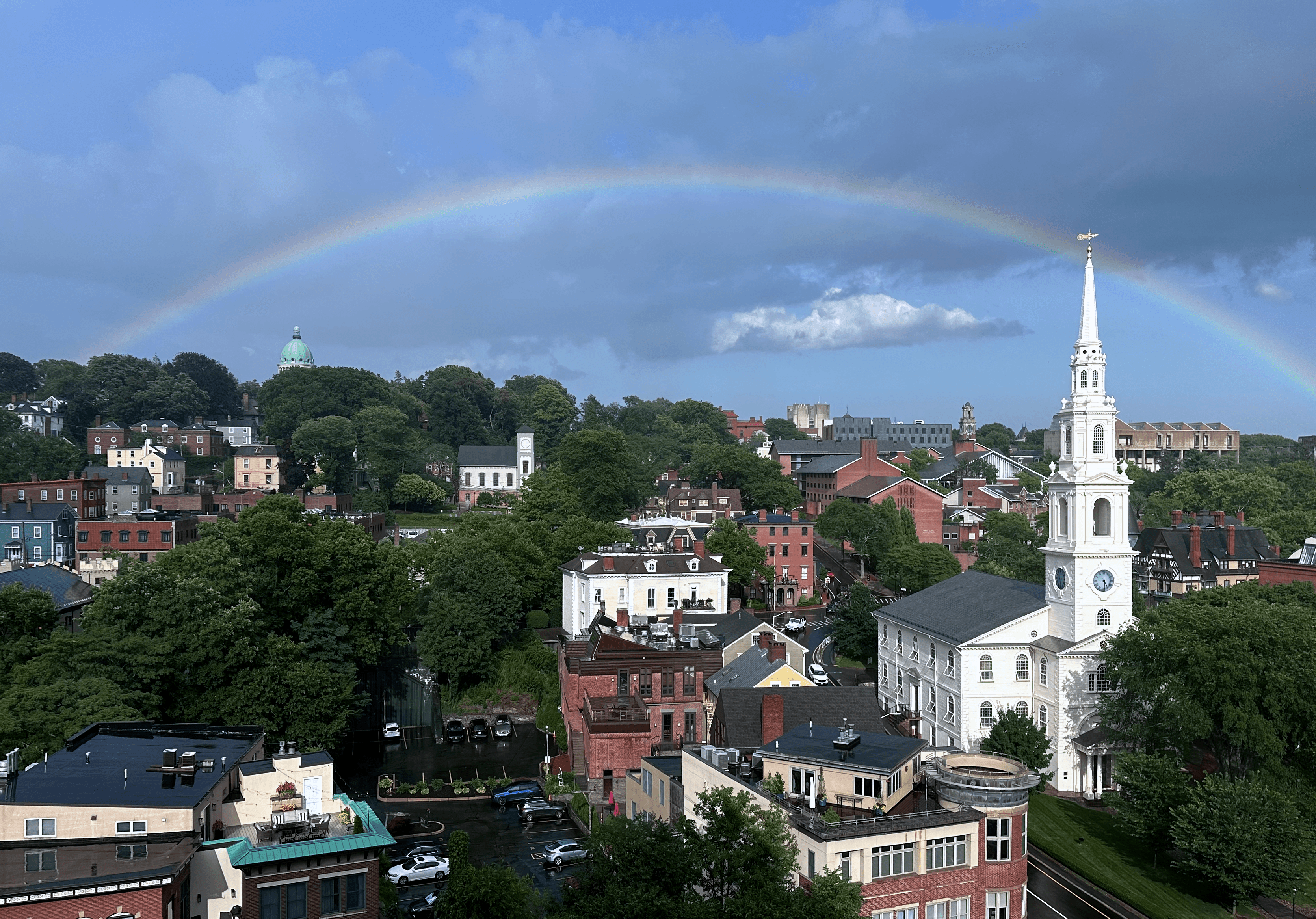 Rainbow over College Hill in Providence, Rhode Island