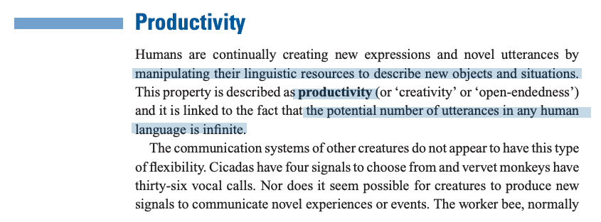 Highlighted excerpt from George Yule's The Study of Language